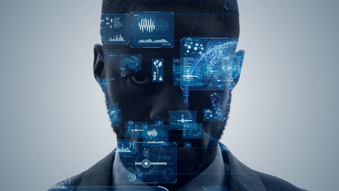 AI (Artificial Intelligence) concept. Deep learning. GUI (Graphical User Interface).